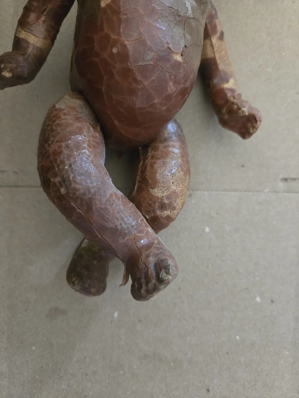Antique Brown Painted Composition Baby Doll Black Americana As Is